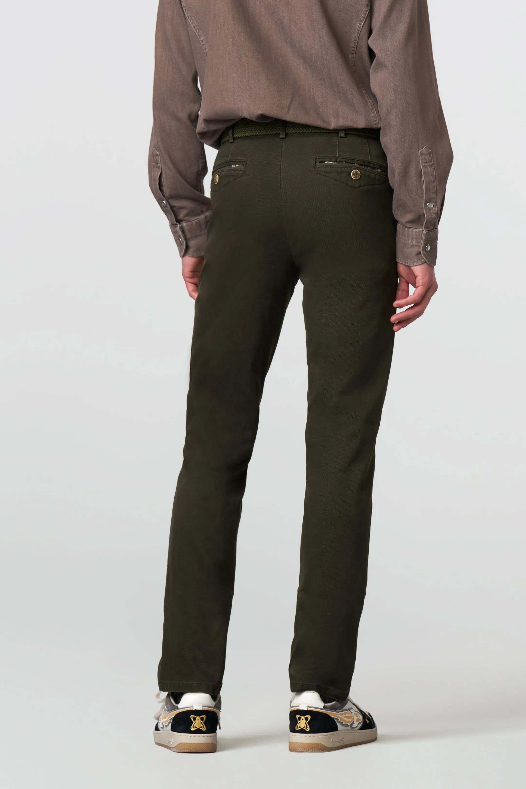 30% OFF - MEYER Chicago Trousers - 5613 Fine Micro Cotton Chinos - Laurel Green