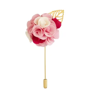 A N KINGPiiN Lapel Pin for Men Bunch Flower with Gold Leaf Brooch Suit Stud, Shirt Studs Men's Accessories Pink