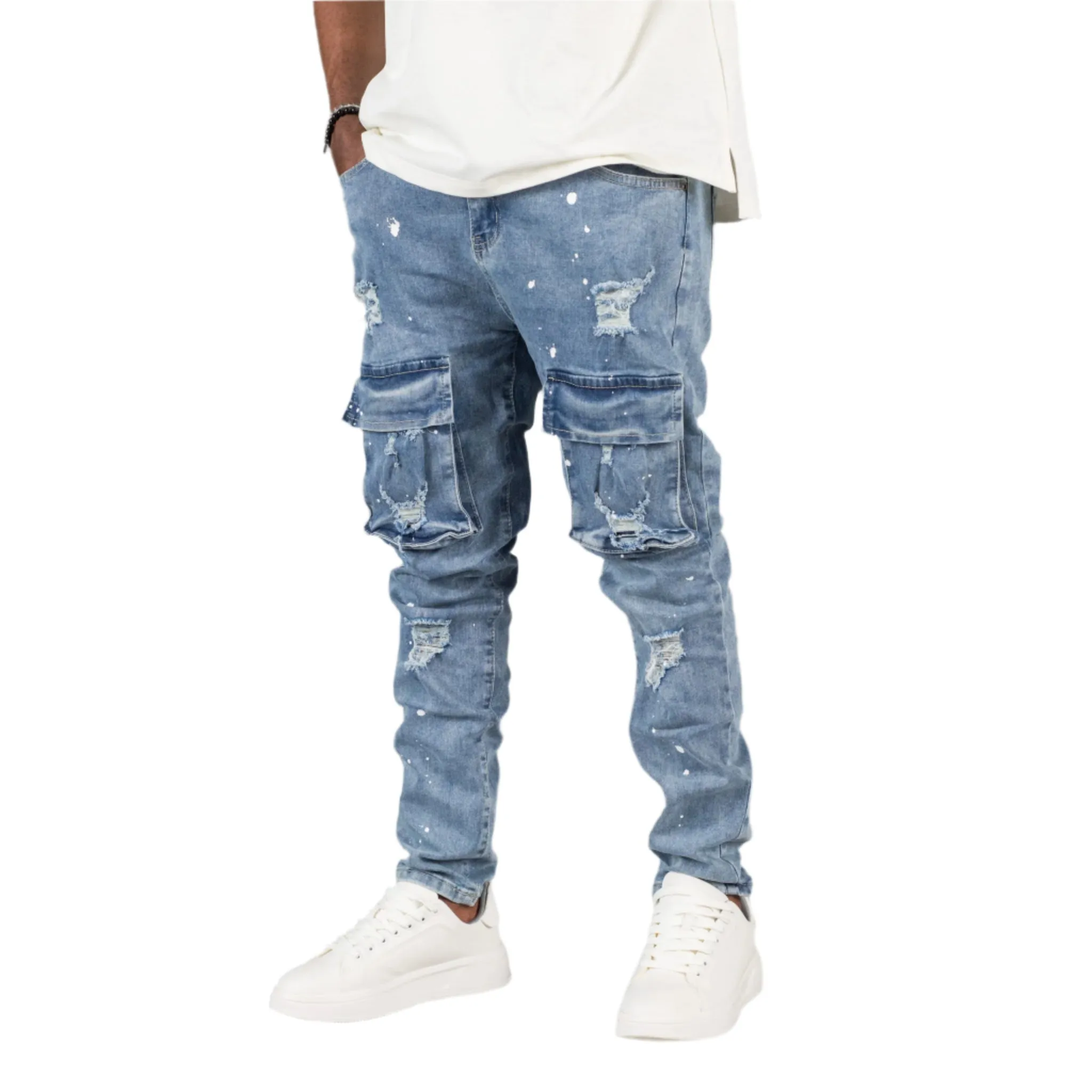 Alive Skinny Distressed Cargo Jeans ONLY