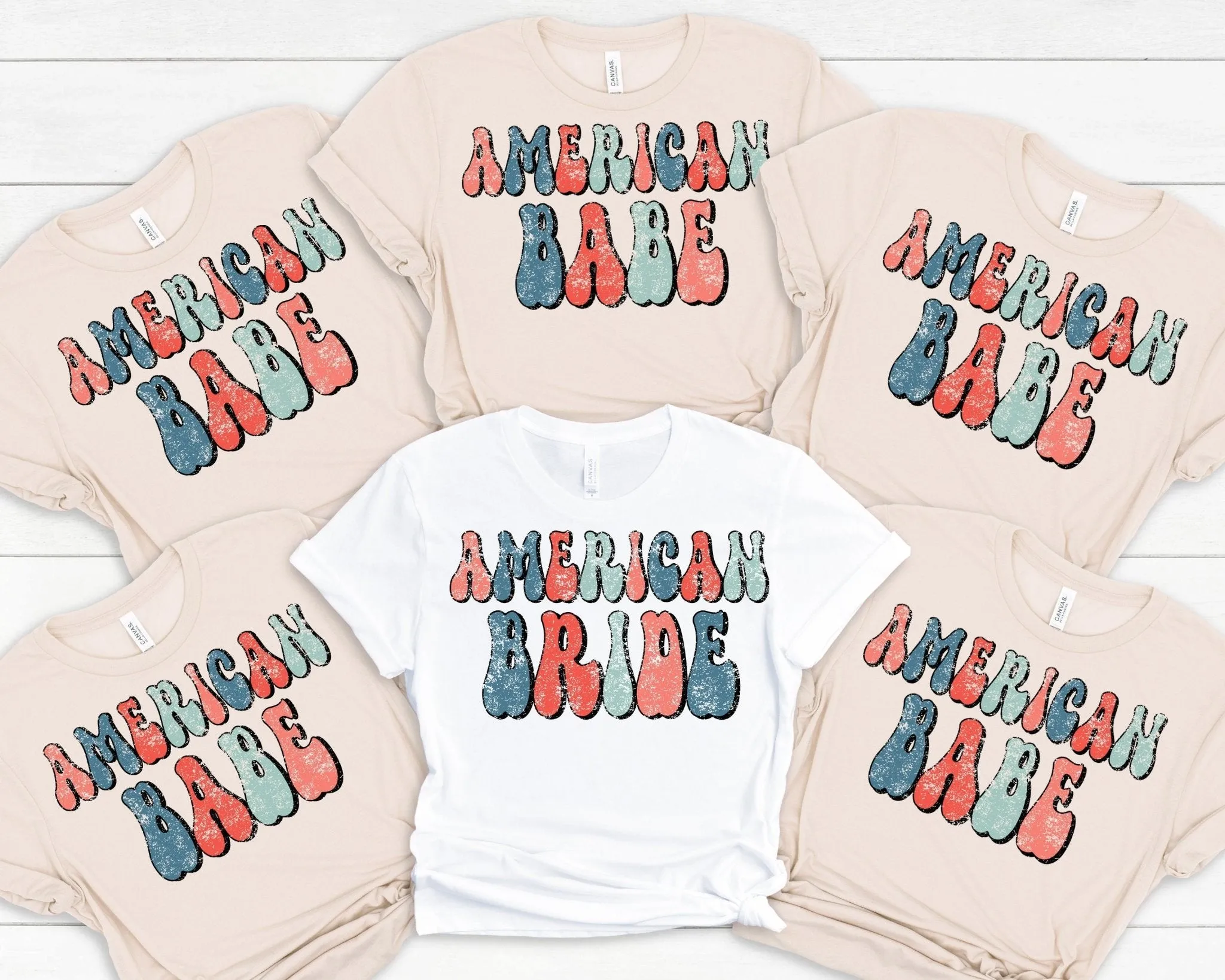 American Bride Babe Bachelorette Bride Squad Bridesmaid Shirts