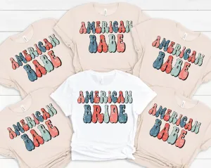 American Bride Babe Bachelorette Bride Squad Bridesmaid Shirts