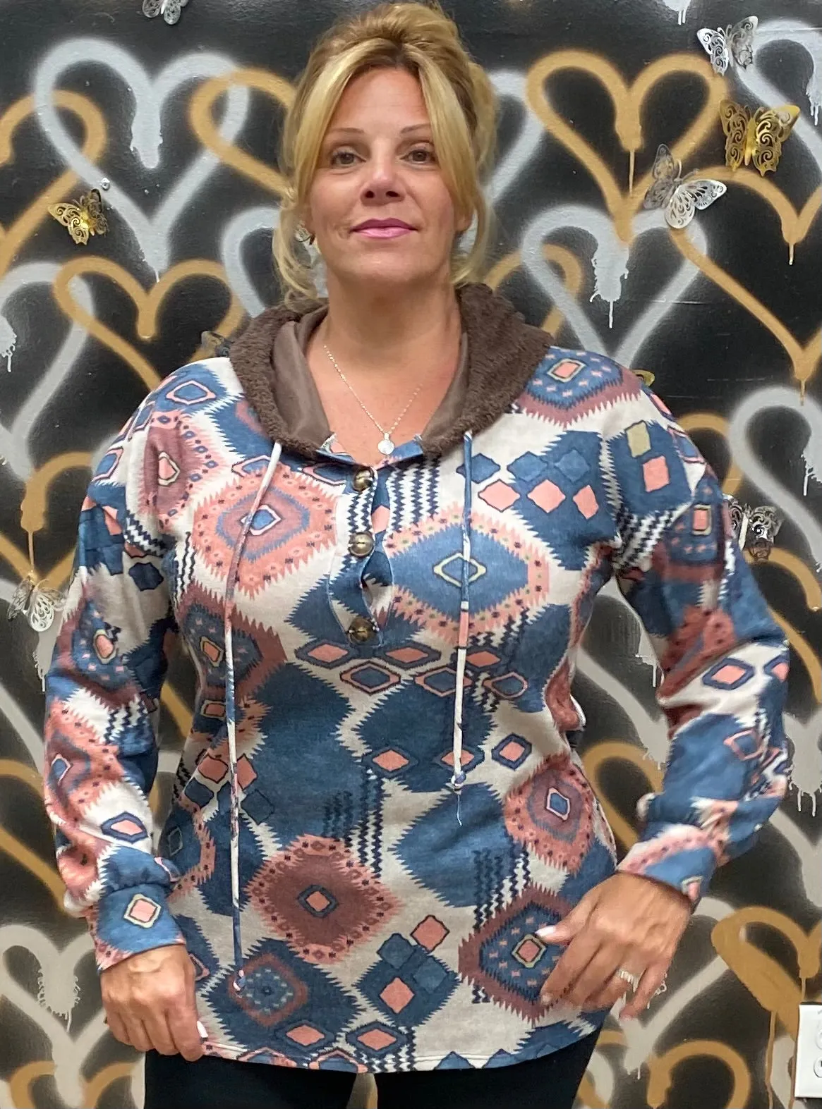 Aztec Fuzzy Hoodie