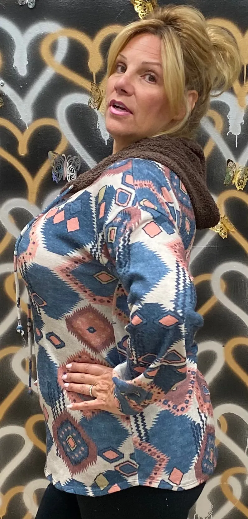 Aztec Fuzzy Hoodie