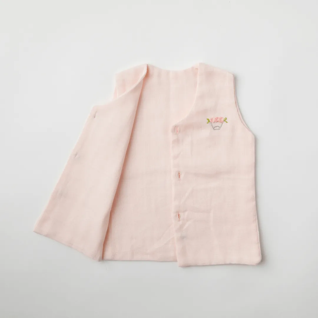 Baby Muslin Vests - Set of 3 (Pink, Grey, White)