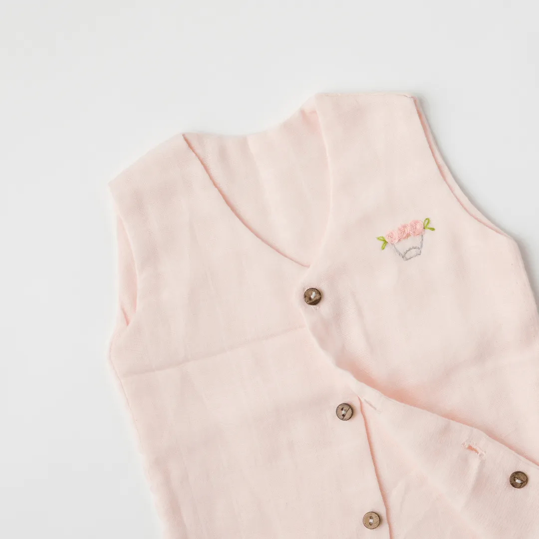 Baby Muslin Vests - Set of 3 (Pink, Grey, White)