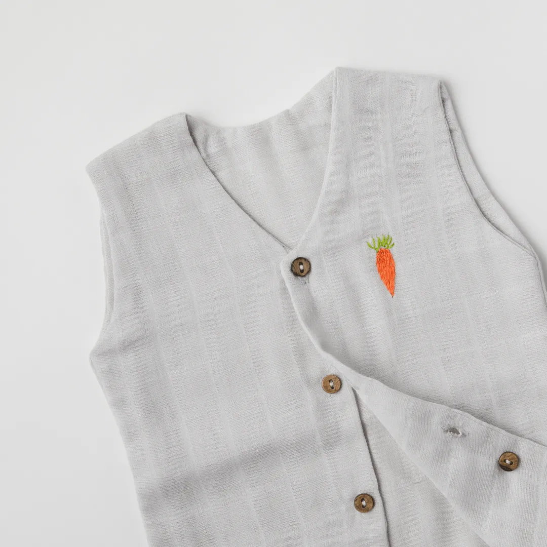 Baby Muslin Vests - Set of 3 (Pink, Grey, White)