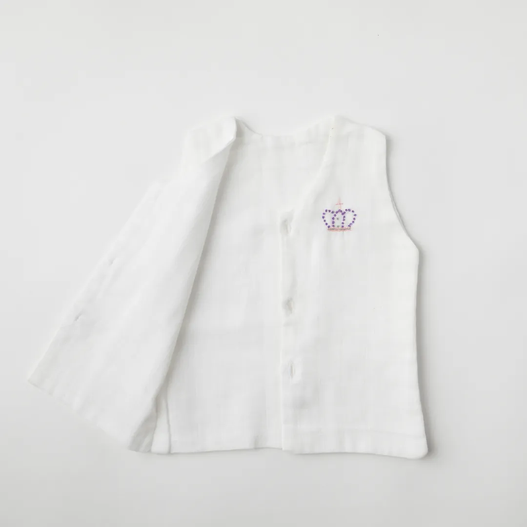 Baby Muslin Vests - Set of 3 (Pink, Grey, White)