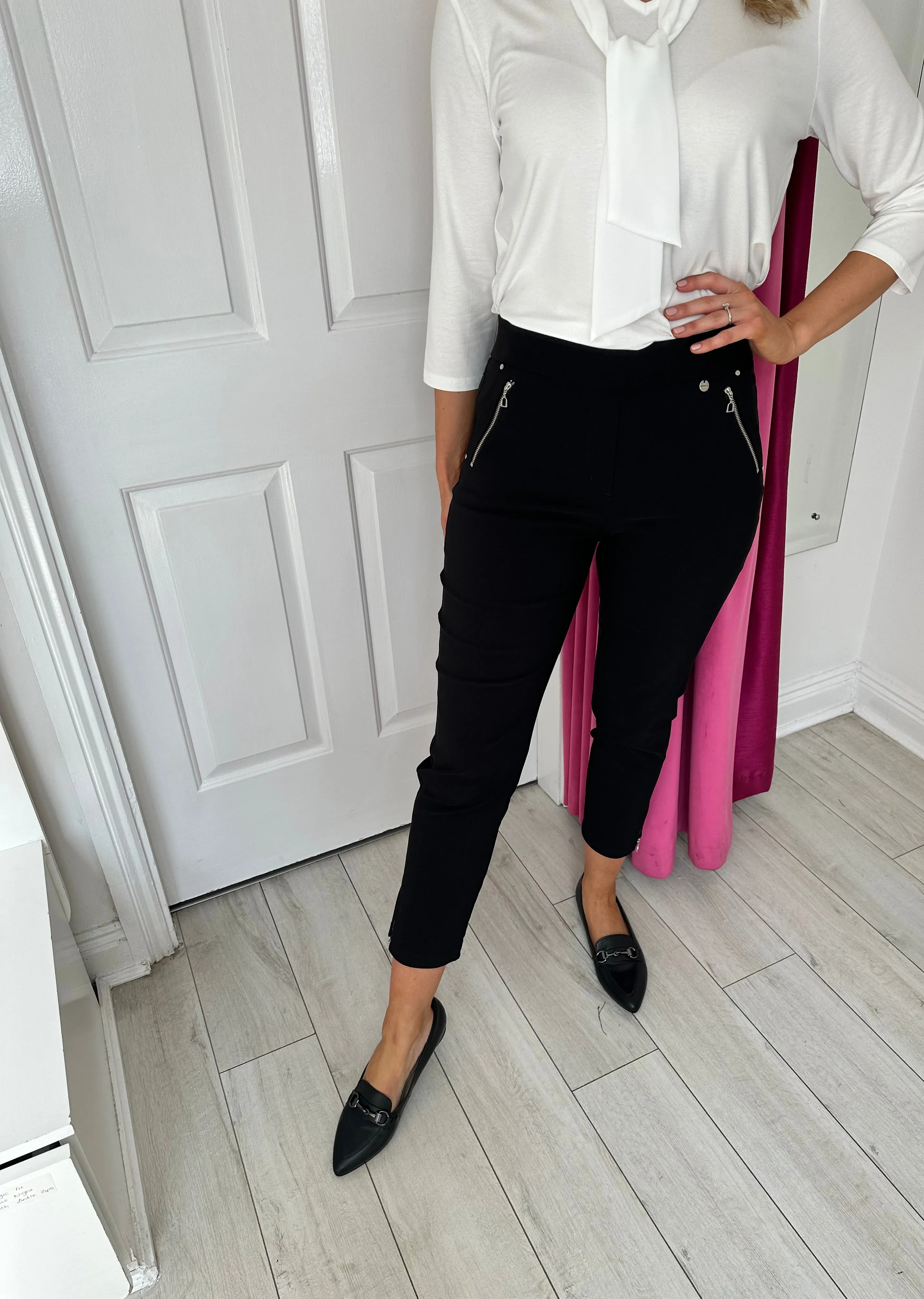 Black Nena Trousers With Ankle Zips