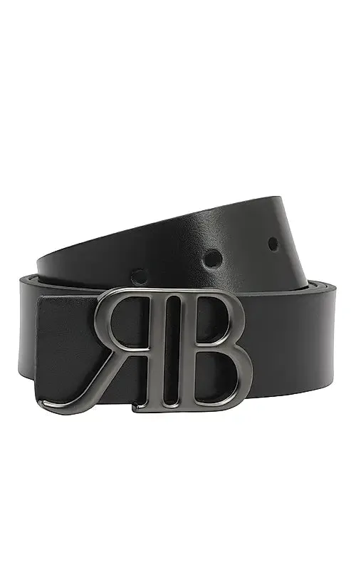 Black Plain Leather Men's Belt