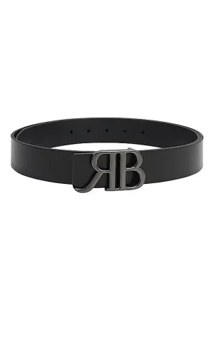 Black Plain Leather Men's Belt