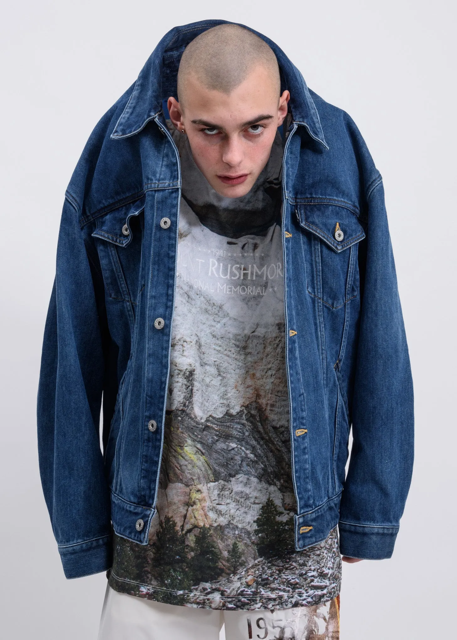 Blue Head Drooped Performance Silk Denim Jacket