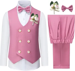Boys Vest and Pants Set 5 Piece Formal Dress Boy Suits for Kids Toddler Wedding Communion