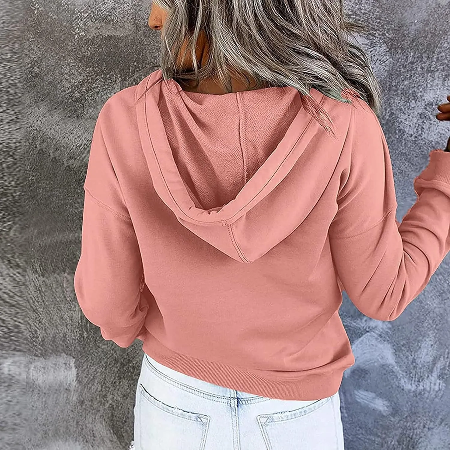 Button Hoodie Tops Dressy Casual Hoodies for Women Long Sleeve Pockets Sweatshirts Fashion 2025 Fall Clothes