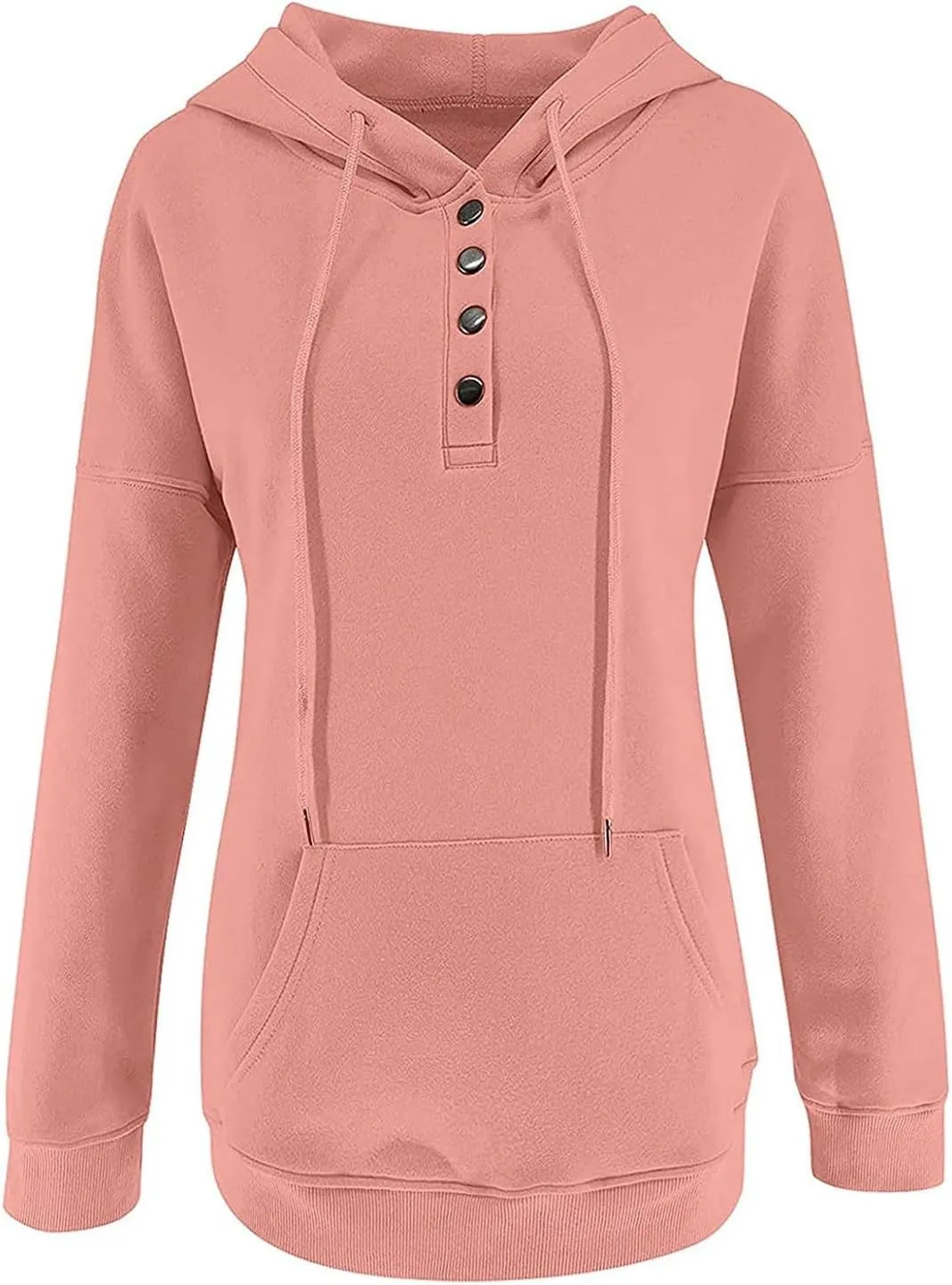 Button Hoodie Tops Dressy Casual Hoodies for Women Long Sleeve Pockets Sweatshirts Fashion 2025 Fall Clothes