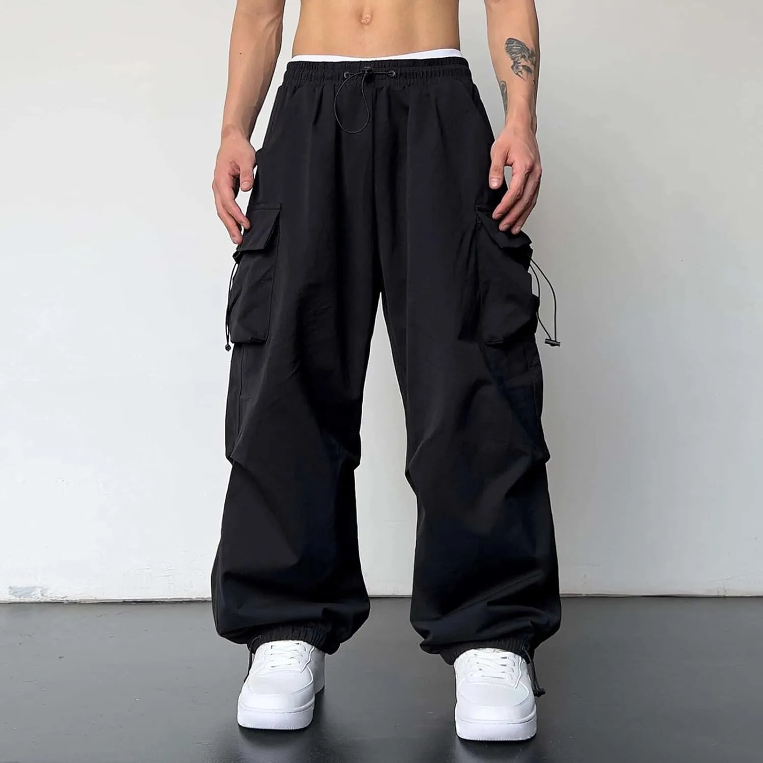 Cargo Pant for Men Cotton Casual Joggers Elastic Waist Cargo Combat Work Pant with Multiple Pockets