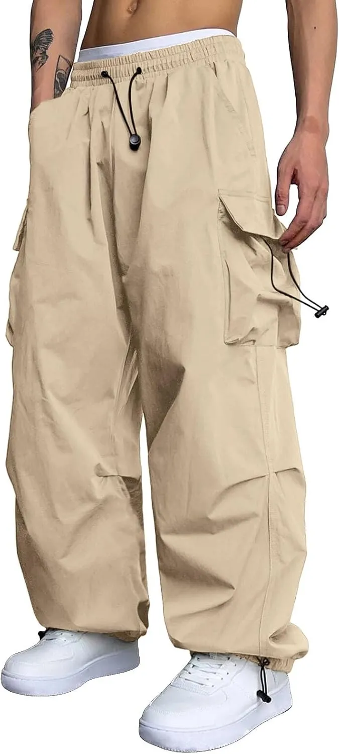 Cargo Pant for Men Cotton Casual Joggers Elastic Waist Cargo Combat Work Pant with Multiple Pockets