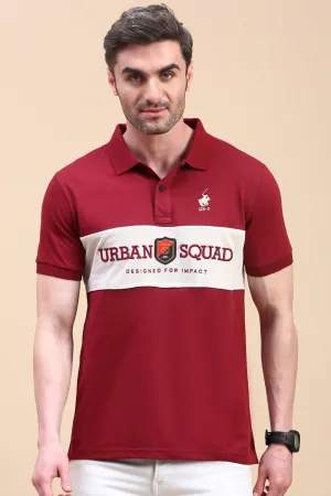 Classic Polo Men's Half Sleeve Maroon/White Polo Neck Slim Fit Embroidery T-Shirt