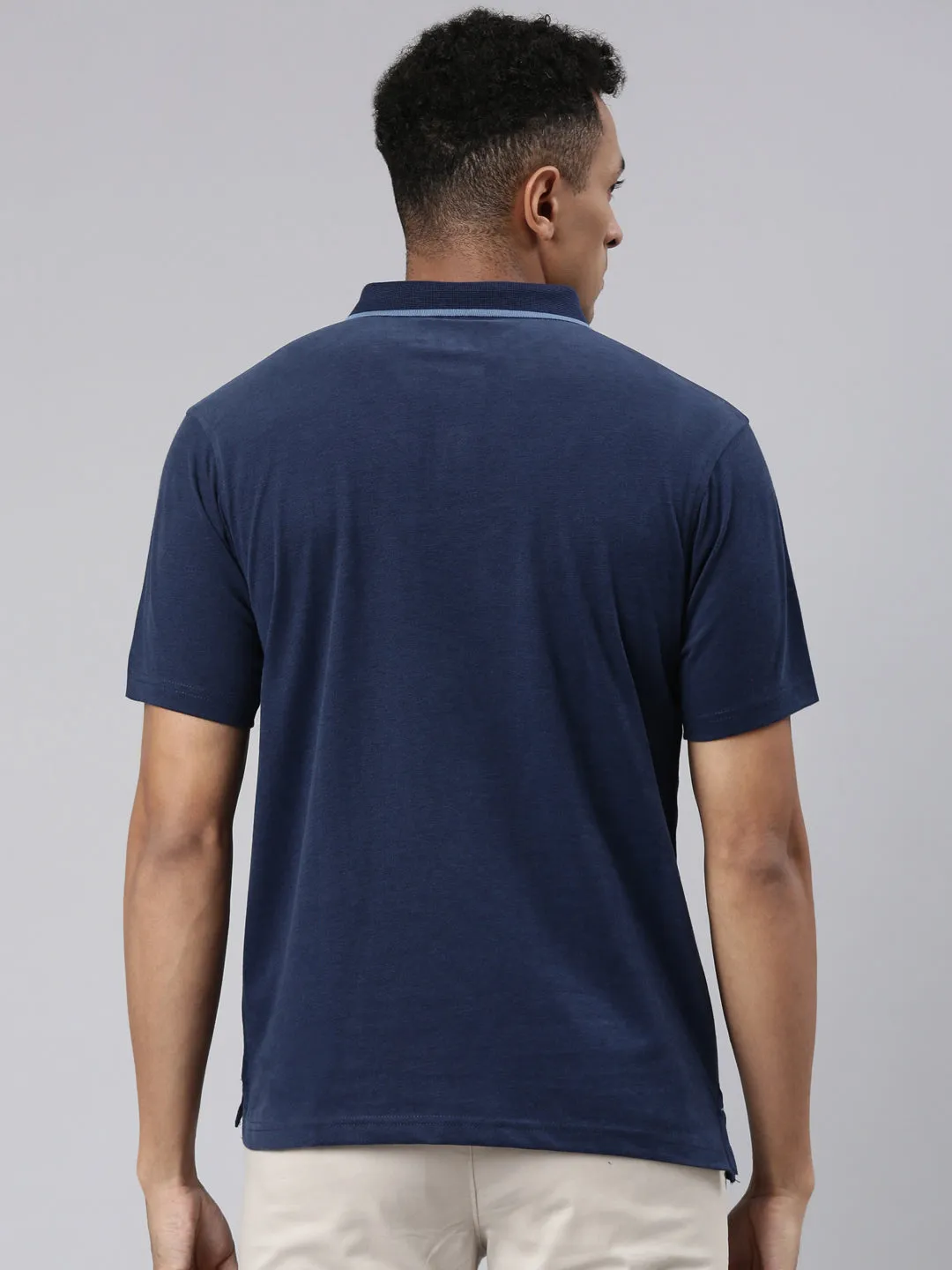 Classic Polo Men's Half Sleeve Navy Blue Polo Neck Cotton Blend Authentic Fit T-Shirt | SWAY POLO - 02 A AFA P