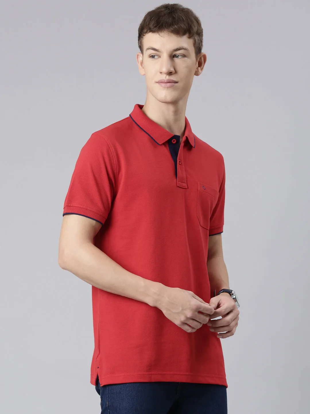 Classic Polo Men's Polo Neck Half Sleeve Slim Fit Cotton T Shirt | TOY-NOVA-SALSA SF P