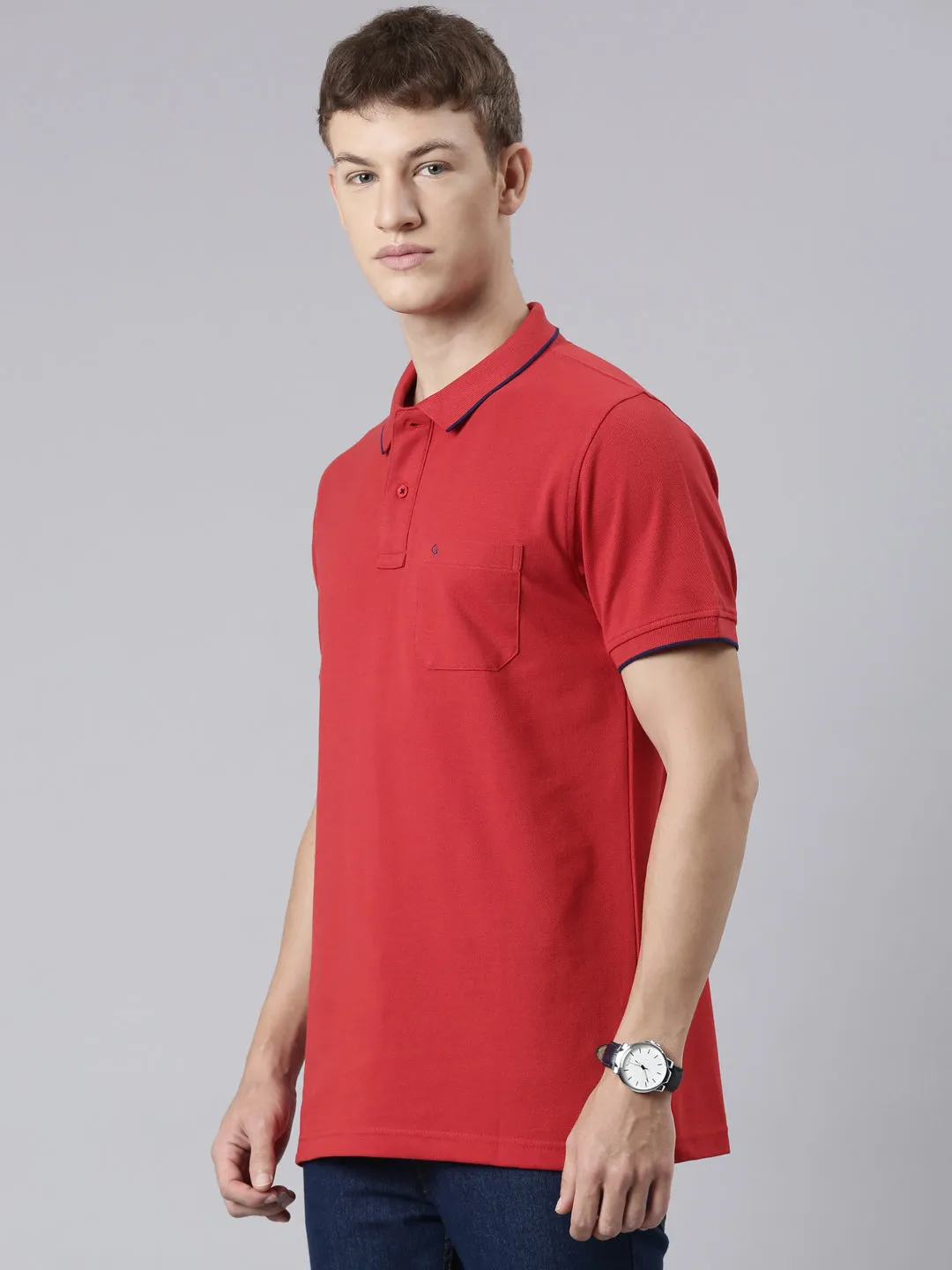 Classic Polo Men's Polo Neck Half Sleeve Slim Fit Cotton T Shirt | TOY-NOVA-SALSA SF P
