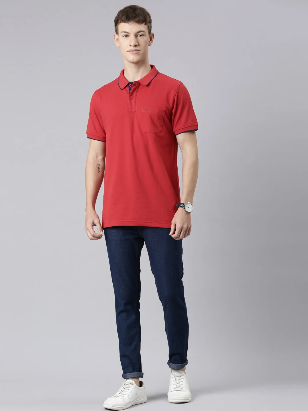 Classic Polo Men's Polo Neck Half Sleeve Slim Fit Cotton T Shirt | TOY-NOVA-SALSA SF P