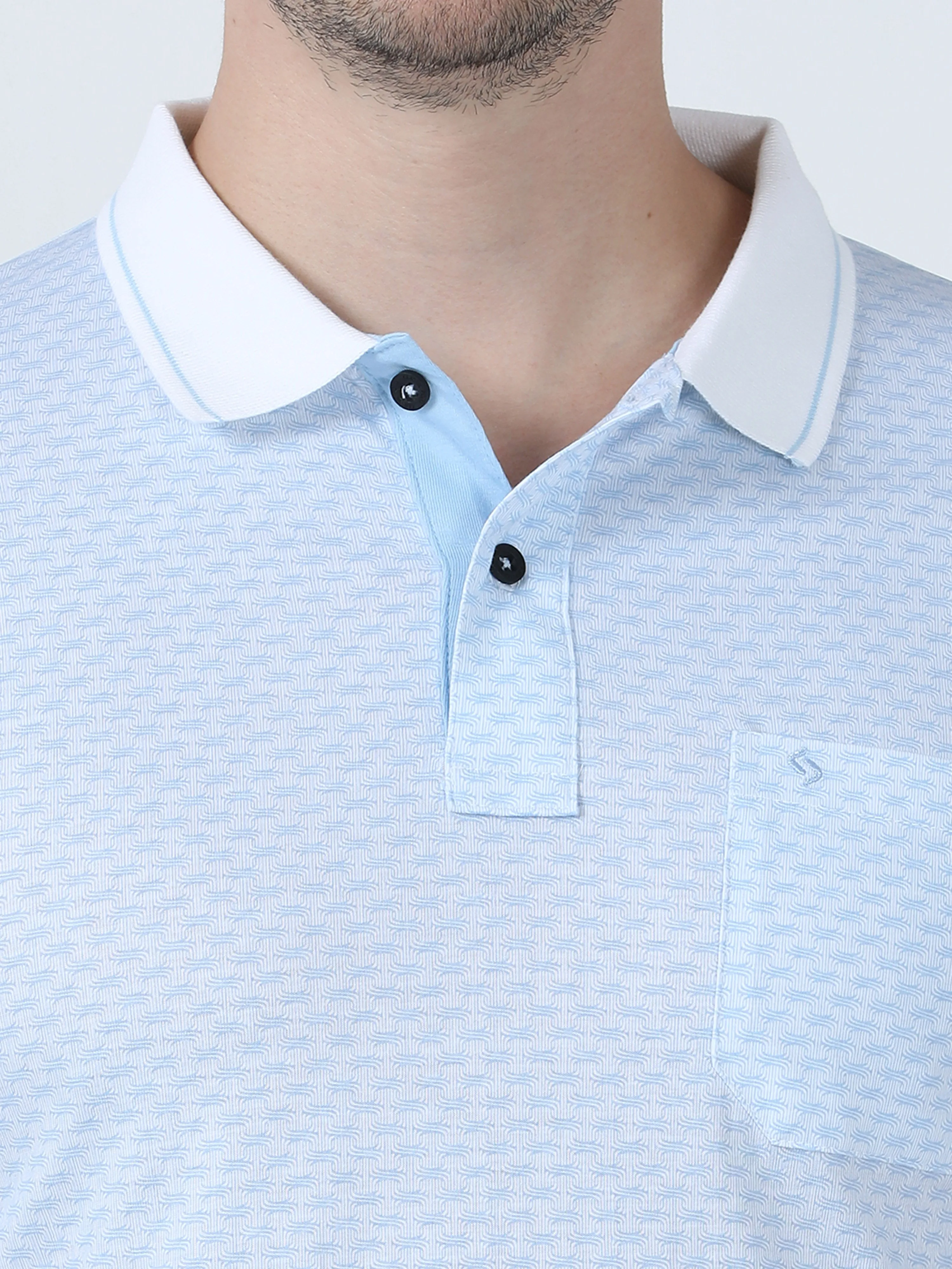 Classic Polo Men's Printed Blue Cotton Half Sleeve T-Shirt | BELLO - 251 A SF P