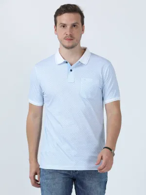 Classic Polo Men's Printed Blue Cotton Half Sleeve T-Shirt | BELLO - 251 A SF P