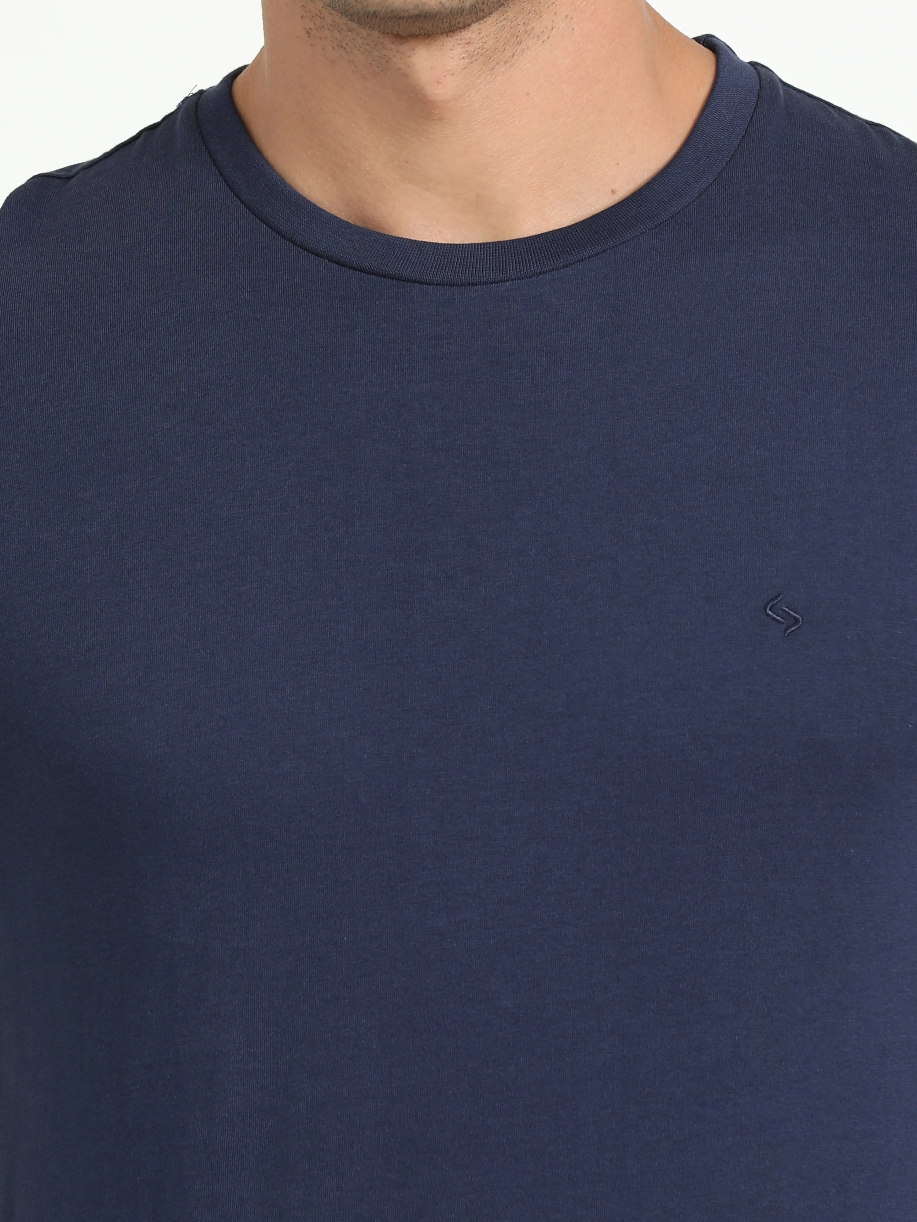 Classic Polo Men's Solid Navy Cotton Half Sleeve T-Shirt | TOY-ARDOR NAVY SF C