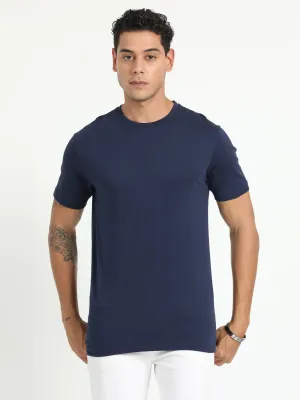 Classic Polo Men's Solid Navy Cotton Half Sleeve T-Shirt | TOY-ARDOR NAVY SF C