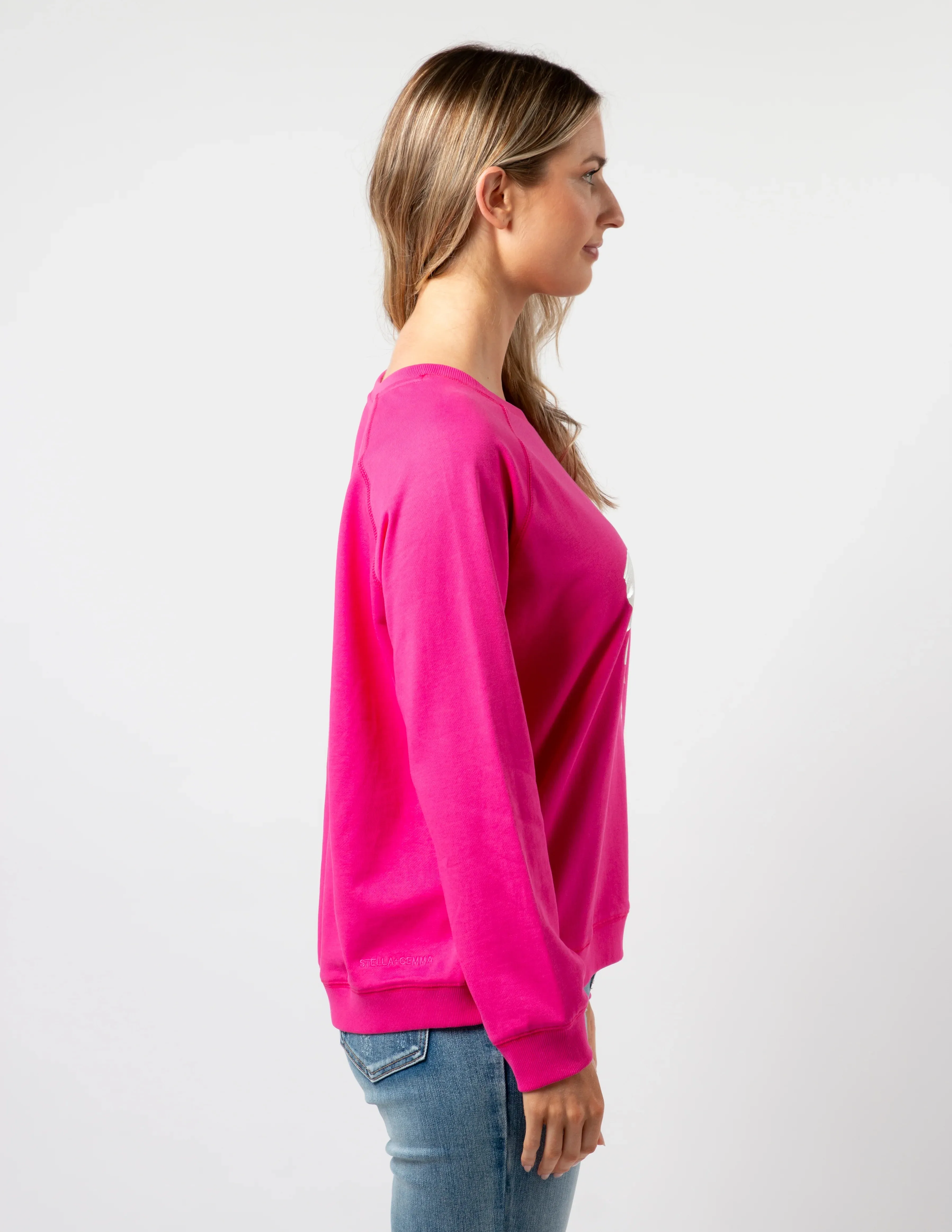 Classic Sweater with Bow - Neon Pink