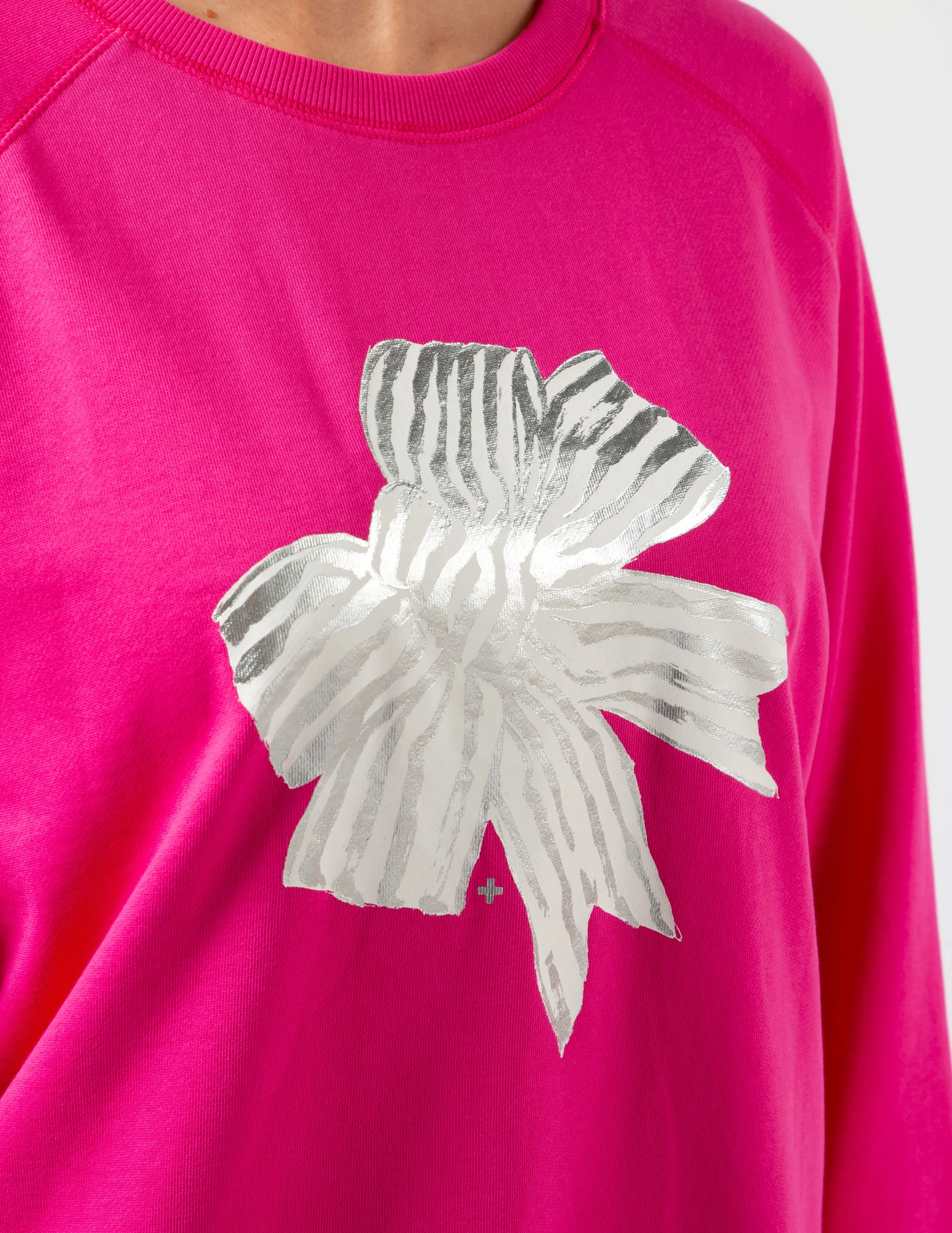 Classic Sweater with Bow - Neon Pink