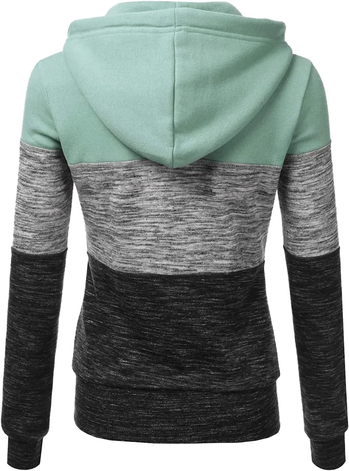 Color Block Zip Up Hoodies for Women Lightweight Thin Hooded Sweatshirt Long Sleeve Top with Pockets