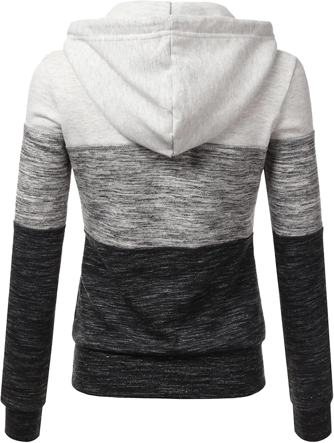 Color Block Zip Up Hoodies for Women Lightweight Thin Hooded Sweatshirt Long Sleeve Top with Pockets