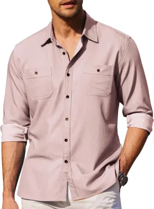 COOFANDY Mens Casual Button Down Shirts Long Sleeve Wrinkle Free Untucked Dress Shirts