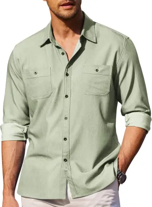 COOFANDY Mens Casual Button Down Shirts Long Sleeve Wrinkle Free Untucked Dress Shirts