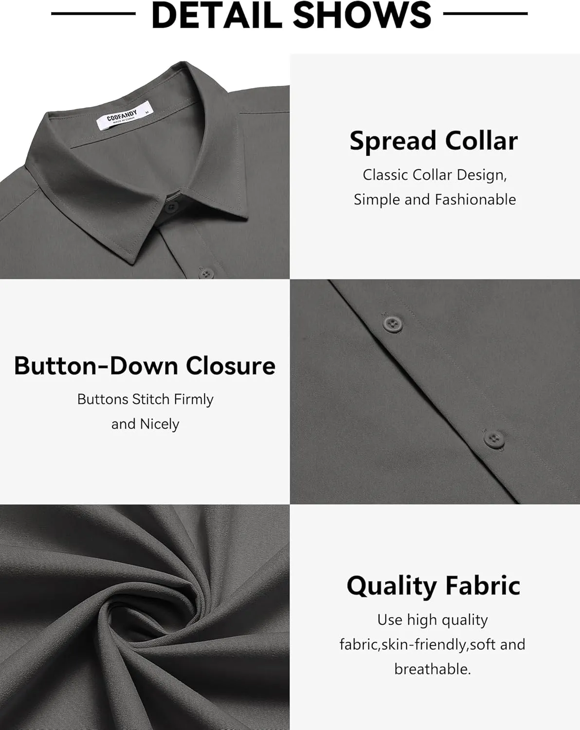 COOFANDY Men's Casual Short Sleeve Button Down Shirts Untucked Dress Shirts Wrinkle Free Summer Wedding Shirts Solid