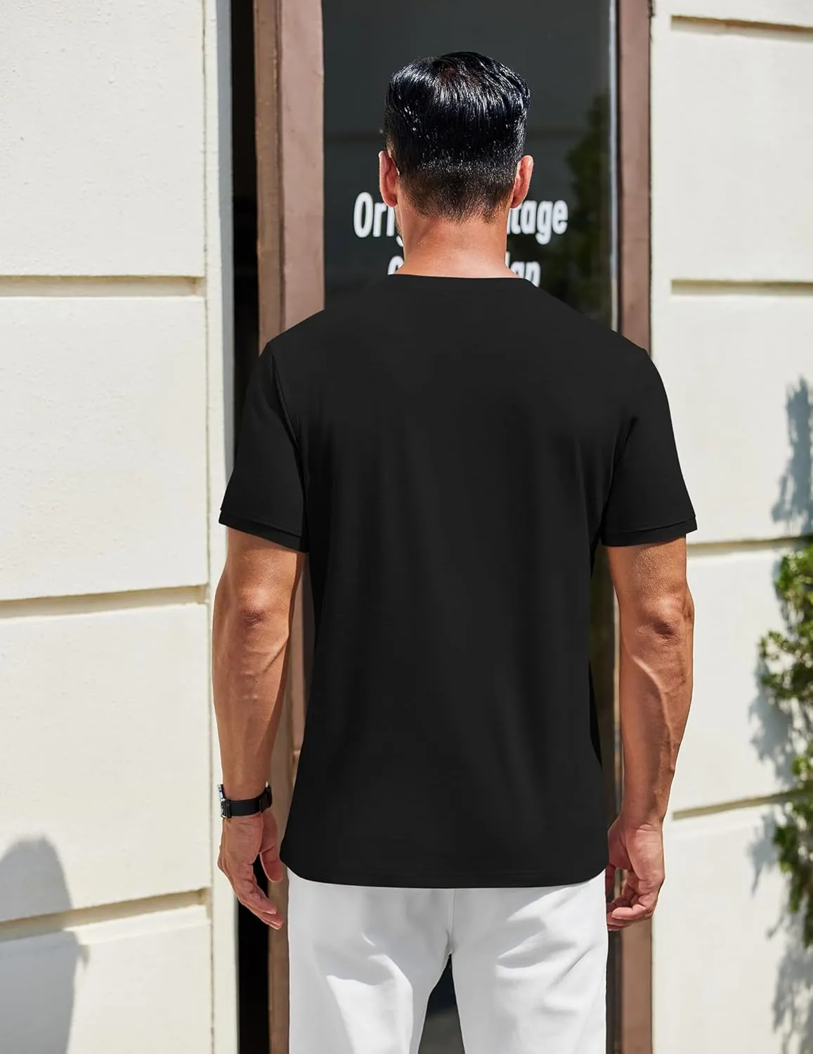 COOFANDY Men's Henley Shirts Cotton Short Sleeve Casual T-Shirt Button Henley Basic Tee Lightweight Summer Top