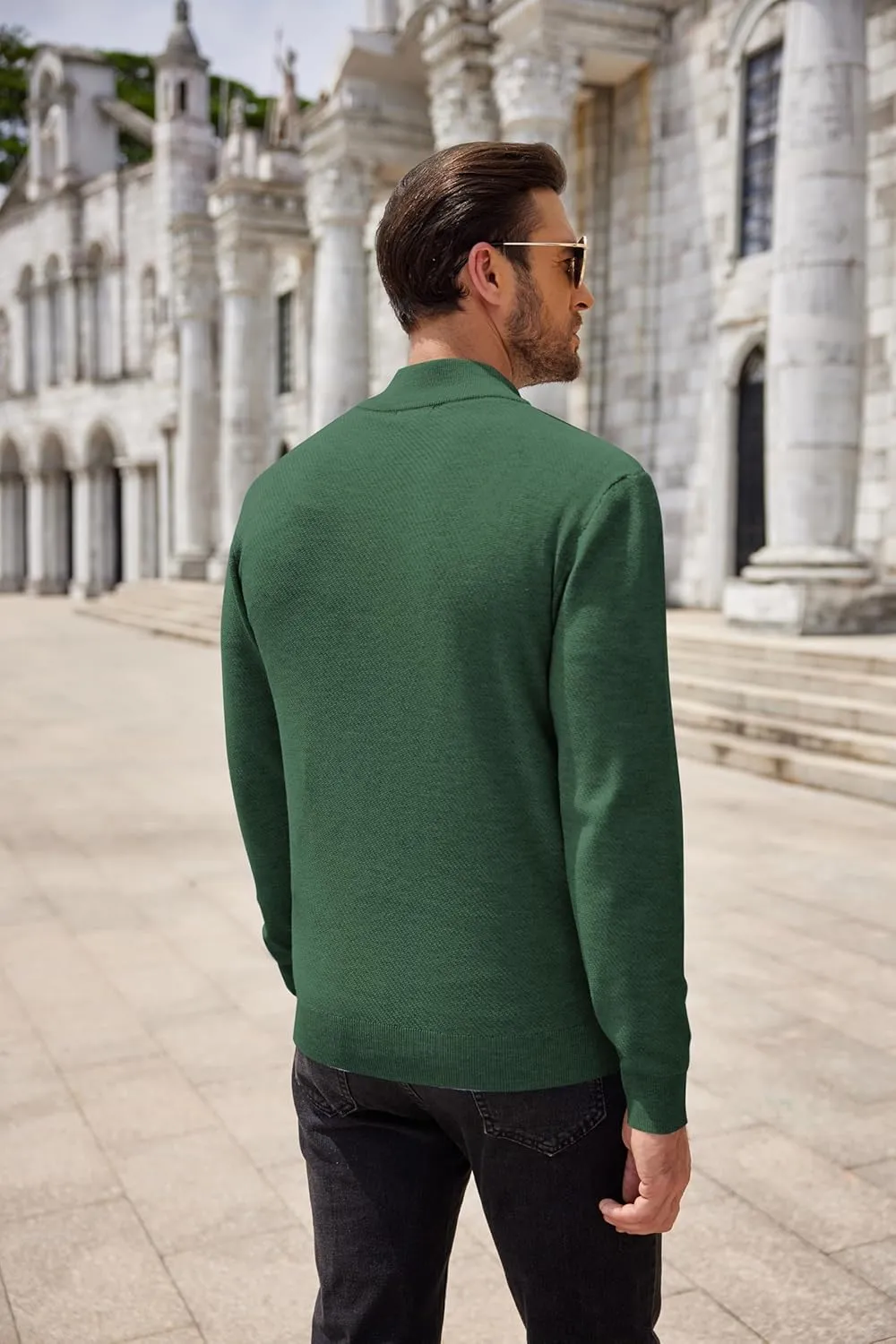 COOFANDY Men's Quarter Zip Up Sweaters Slim Fit Casual Long Sleeve Knitted Mock Neck Pullover Sweaters