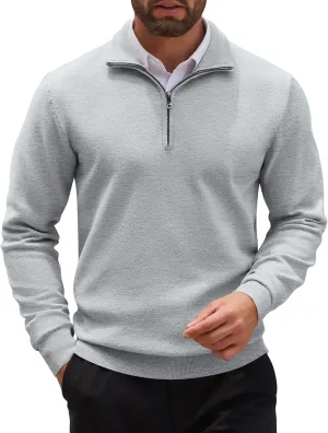 COOFANDY Men's Quarter Zip Up Sweaters Slim Fit Casual Long Sleeve Knitted Mock Neck Pullover Sweaters
