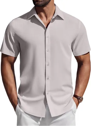 COOFANDY Mens Short Sleeve Button Down Shirts Casual Summer Shirt Untucked Dress Shirts