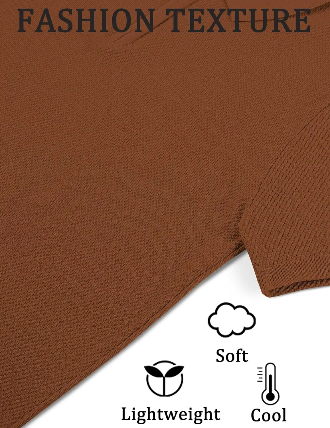 COOFANDY Mens Textured Knit Polo Shirts Zipper Polo Shirts Short Sleeve Casual Lightweight Golf Shirt