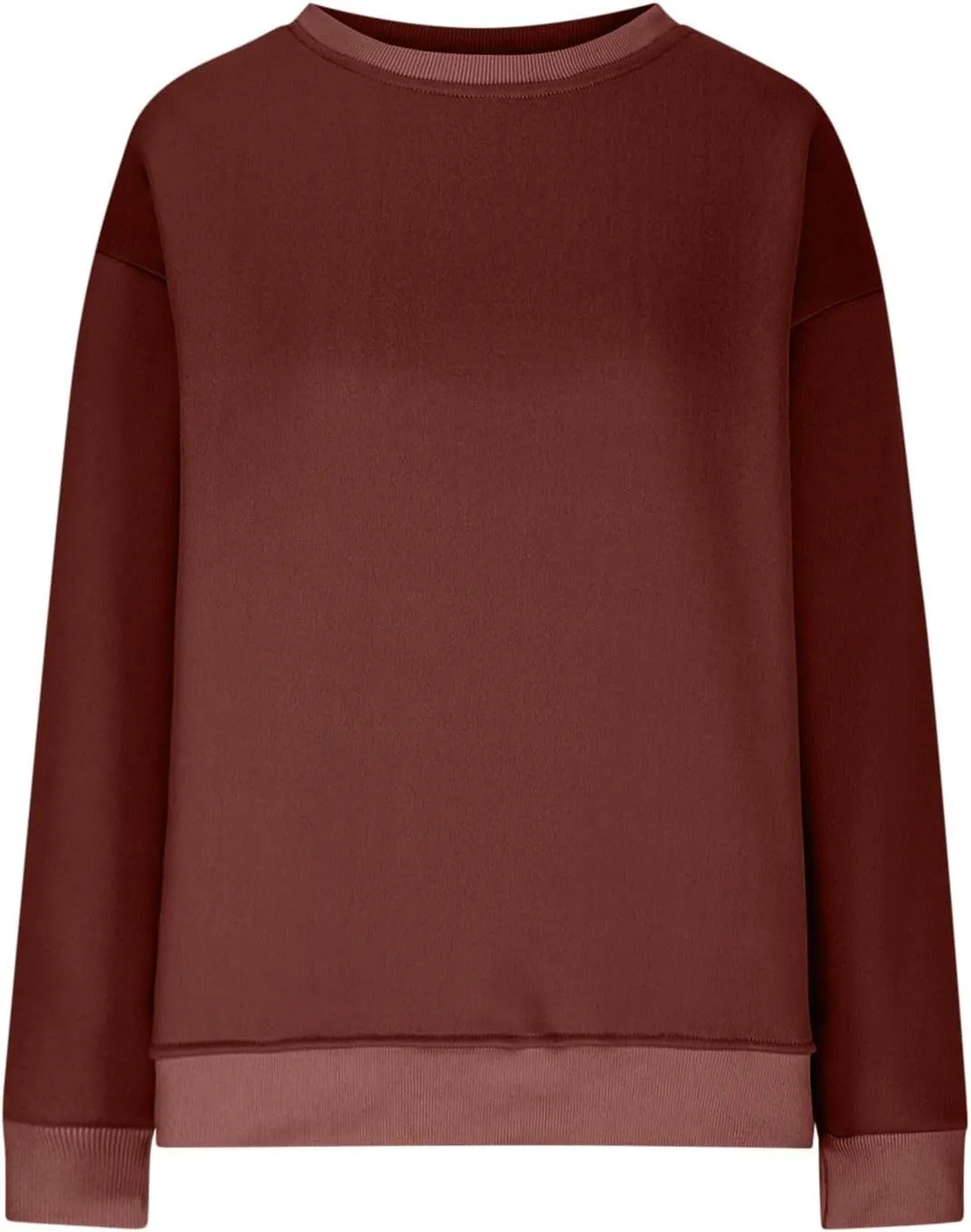 Crewneck Sweatshirts for Women Oversized Patchwork Casual Trendy Fall Tops Long Sleeve Pullover Sweaters with Pockets