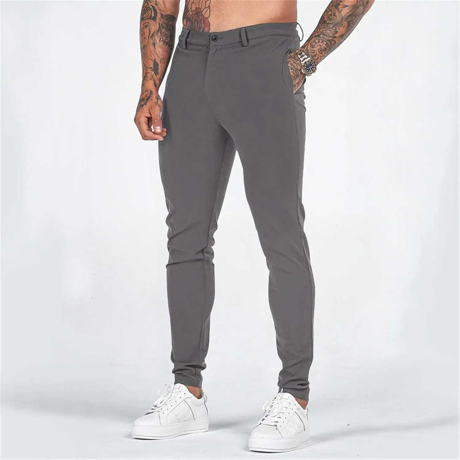 CRNTCEM Skinny Leg Golf Pants for Men Slim Fit Stretch Business Work Trousers Anckle Outdoor Casual Sports Chino Suit Pants