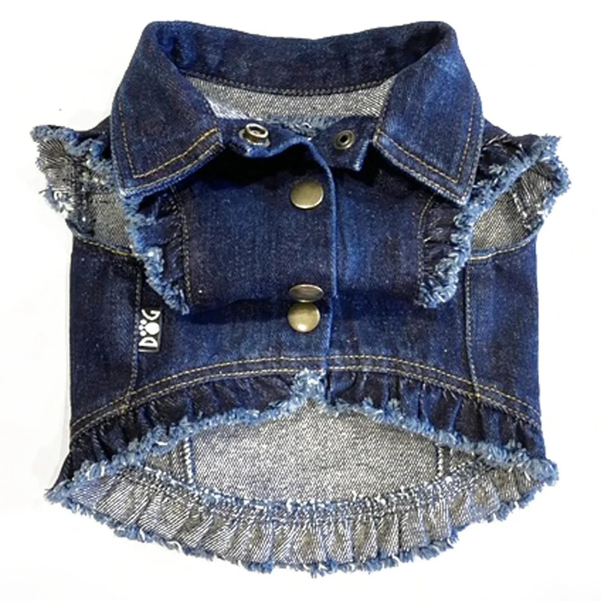 Custom Birthday Girl Denim Dog Jacket With Ruffles