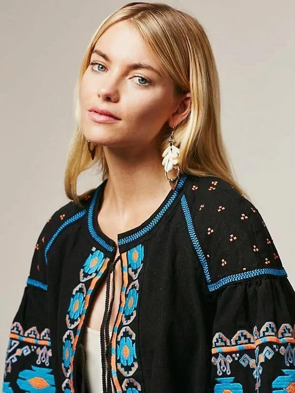 Delicate Bohemia Puff Sleeves Outwear Tops