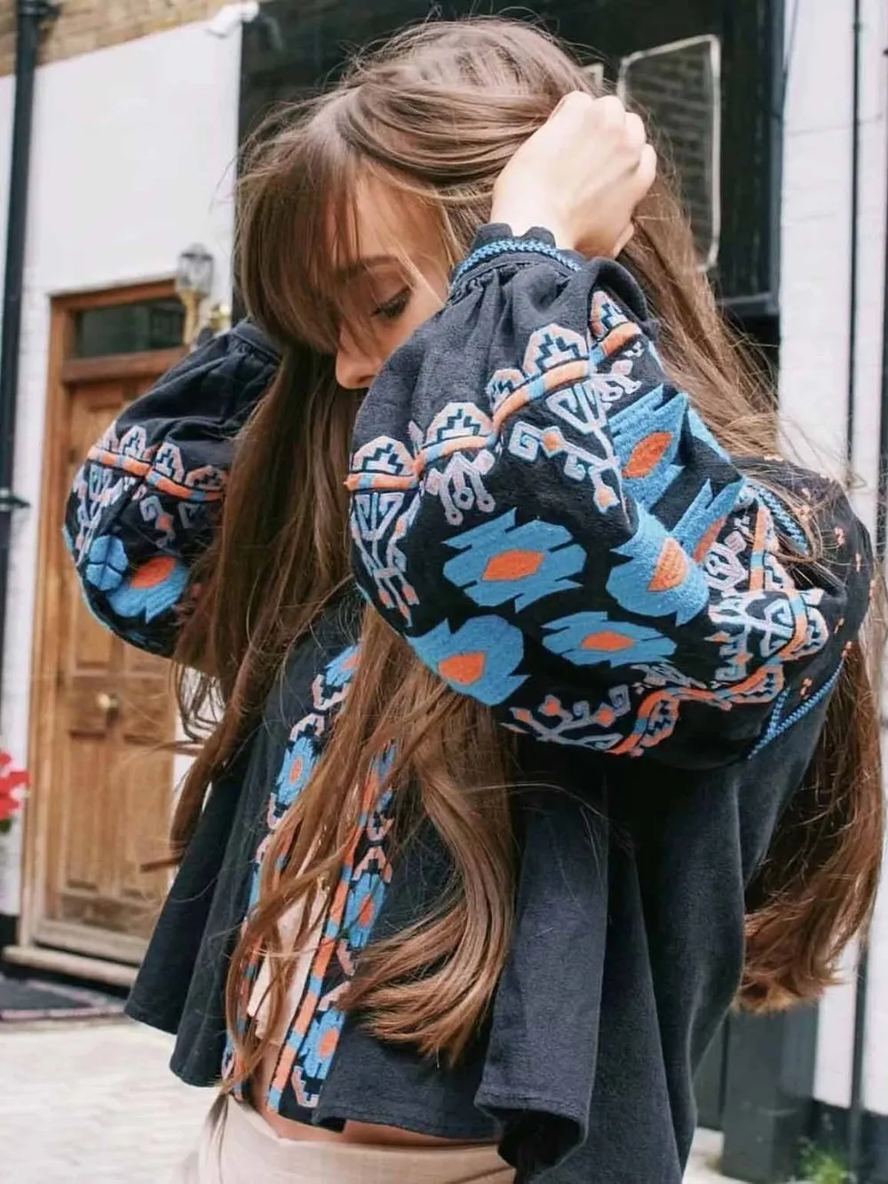 Delicate Bohemia Puff Sleeves Outwear Tops