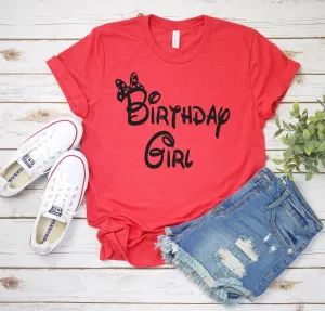Disney Birthday Girl Minnie T Shirt- Disney Birthday Trip Shirt - Minnie Mouse T Shirt - Adult Unisex Shirts