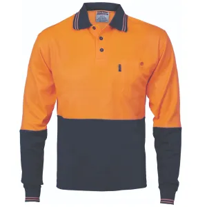 DNC- 3816 Cotton Back HiVis Two Tone Fluoro Polo - Long Sleeve