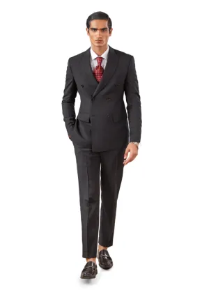 Double Breast Suit Peak Lapel Black