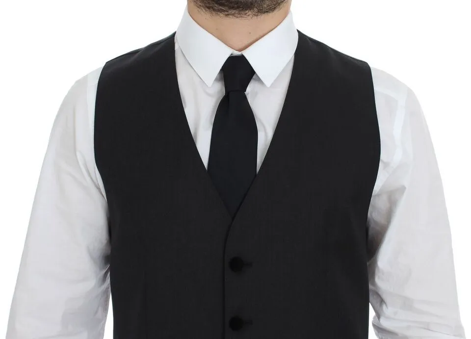 Elegant Gray Wool Dress Vest